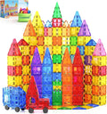 100PCS Magnetic Tiles STEM Building Toys Set with 2 Cars, Sensory Stacking Magnetic Blocks for Toddlers & Kids, Ideal for Preschool Montessori Toys Christmas Birthday Gifts for Boys & Girls Ages 3+