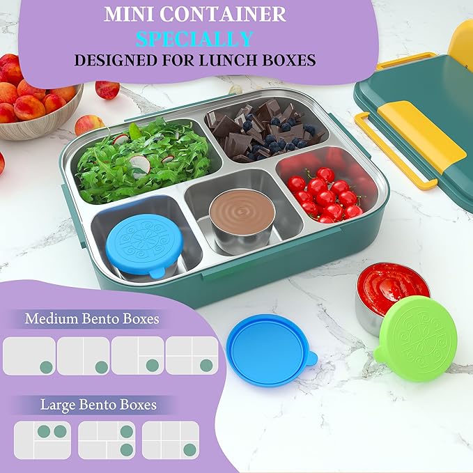 6x1.6 Oz Salad Dressing Containers With Lids, Small Leakproof Reusable Stainless Steel Salad Dressing Container To Go For Lunch Boxes,Sauce containers, Picnics,Travel Meal Prep And Kitchen Storage.