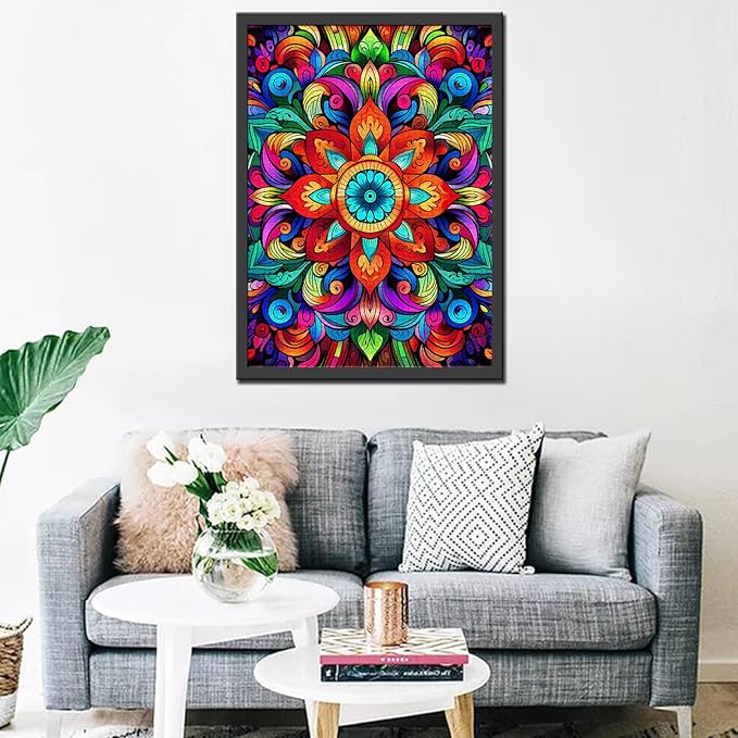 Mandala Flower Jigsaw Puzzles for Adults 1000 Pieces Floral Color Pattern Jigsaw Puzzle Colorful DIY Puzzles for Home Decoration Colorful Puzzles for Families 27 x 20 Inches