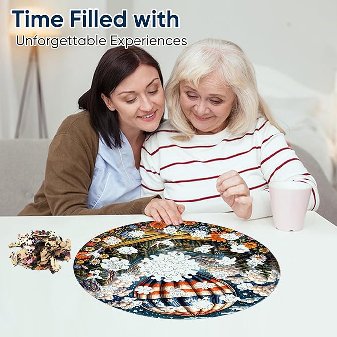 Wooden Puzzles, Hot Air Balloon Jigsaw Puzzles 200 Piece, Medium, Unique Shape Animal Adult Puzzles, Irregular Best Gift for Adults and Kids Family Game (11.2x14.4 in)