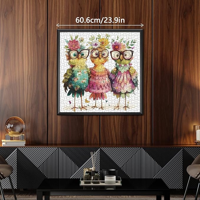 Funny Chicken Puzzles for Adults 1000 Pieces, Cute Bird Flower Jigsaw Puzzles, Beautiful Animal Art Puzzles
