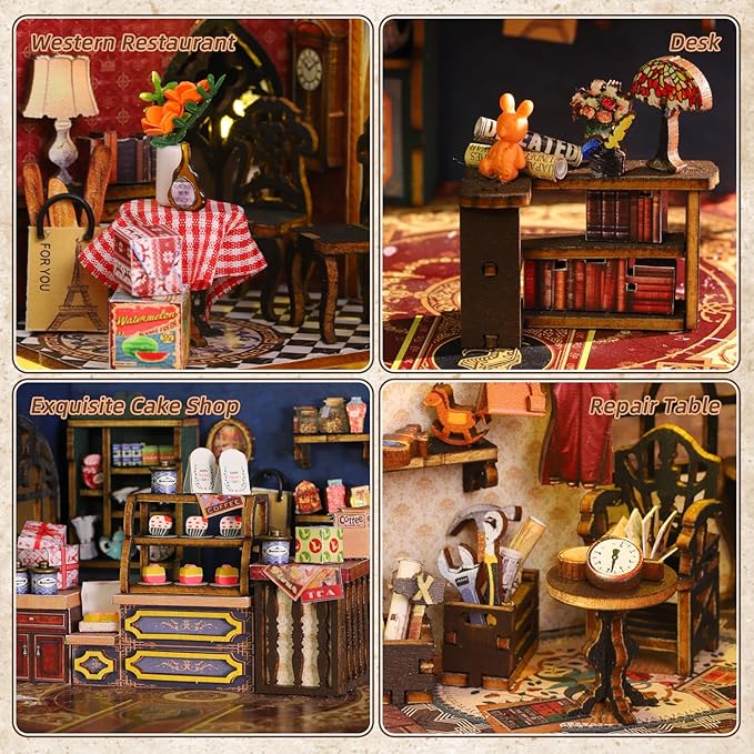 DIY Miniature Dollhouse Kit, Wooden Dollhouse Kit Miniature House Kit with LED Light,Creative Room Idea for Kids/Adults Magic House DIY Kits