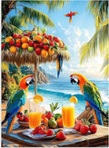 Puzzles for Adults 500 Pieces, Fruit Parrot Beach Puzzle, Tropical Ocean Summer Jigsaw Puzzle 500 Piece for Adults Kids Seniors, Perfect for Game Night Giving Puzzle Family Friends, 20.5x15 in