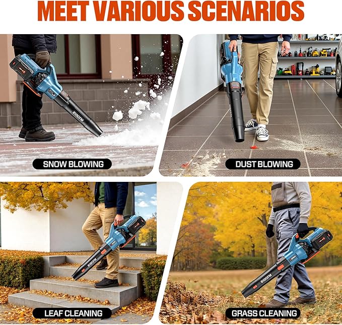 SENIX Leaf Blower Cordless, 60V Max 1300W Brushless Electric Leaf Blowers, 810 CFM & 170 MPH, Stepless Speed, Cruise Control, 60V 4.0Ah Battery & Charger Included,Blowers for Lawn Care, Yard, Garden
