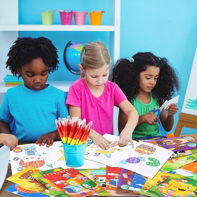 BenLouis 12 Preschool Kindergarten Mini Coloring Books Kids with 12 Stacking Crayons Graduation Party Favors Small Activity Books Bulk for Kids Birthday Return Party Gift Goodie Bag Stuffers
