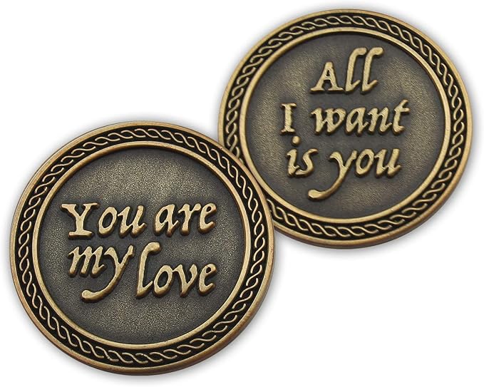 Romantic Love Expression Antique Gold Plated Pocket Coin for Date Night, You are My Love, All I Want is You, Love Gift for Men & Women, from Him or Her