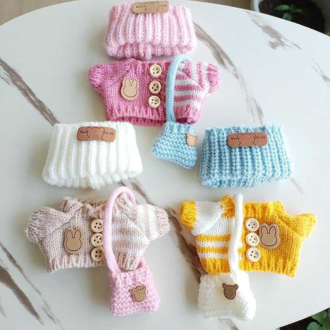 15cm & 17cm Doll Clothes Outfits Set - Premium Dress Up Bundle with Exquisite Accessories | Soft Fabric Fashion Doll Costume for 15-17cm Dolls (3set Yellow+Pink+Khaki)
