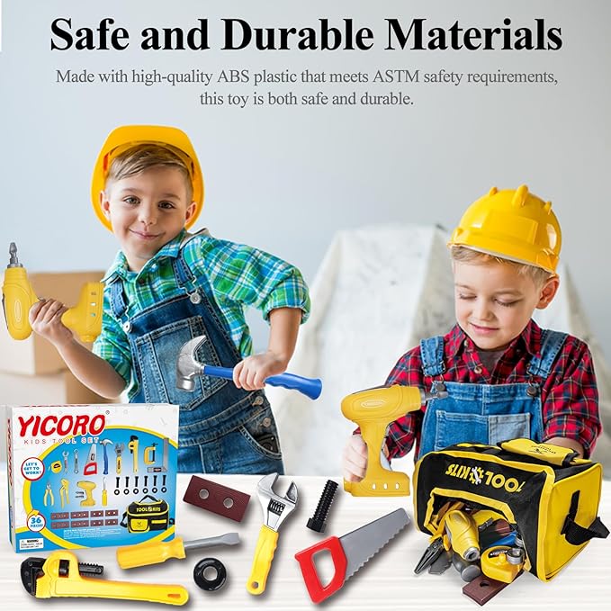 Kids Tool Set – 36 PCS Toddler Tool Set with Electric Drill, - STEM Pretend Play Construction Toys for Ages 3,4,5,6,7,8 Years Old, Boy Toys, Girl Toys