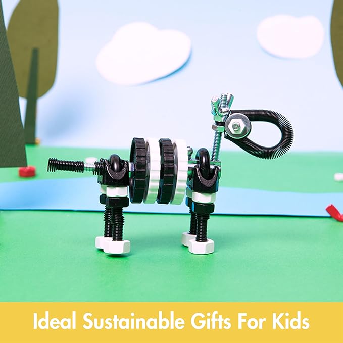 The Off Bits Erector Set: Animal Mini STEM Toys for Kids 6+, Toy Building Sets with Nuts & Bolts, STEM Building Toys Gifts for Boys and Girls (Black Zebra)
