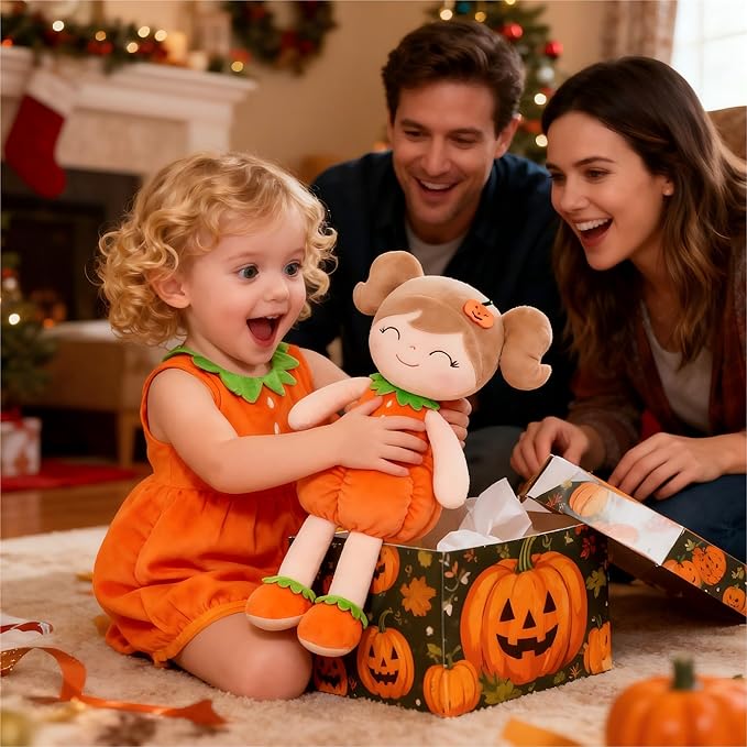 Gloveleya Dolls Halloween Pumpkin Baby Girl Gifts Plush Pumpkin Doll Soft Toys Orange 18 inches
