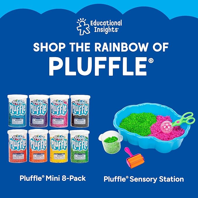 Educational Insights Pluffle® Sand 2-Pack - Sensory Bin Foam Set, No Mess Alternative to Sand Toys & Slime for Toddlers at Home or in The Classroom, Fun Sensory Table Filler, Gift for Kids Ages 3+