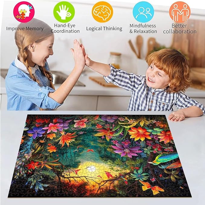 HUADADA Jigsaw Puzzles for Adults 1000 Piece Jigsaw Puzzles for Adults Challenging Game Puzzles with Letters on Back （Flowers and Birds）
