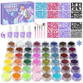 Temporary Glitter Tattoos Kit for Kids,48 Glitter Colors, 178 Stencils,4 Glue,5 Brushes,Adults and Kids Arts Glitter Kit,Wonderful Holiday Gifts for Girls & Boys.