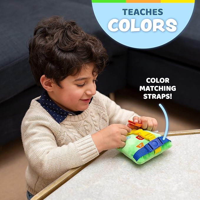 Buckle Toys - Mini Buster Square - Learning Activity Toy - Develop Fine Motor Skills - Sensory Travel Essential for Toddlers 1-3
