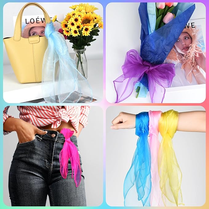 NEBURORA Juggling Scarves Square Colorful Play Scarve for Dance Magic Tricks Performance Props Scarf Accessories 12 Colors