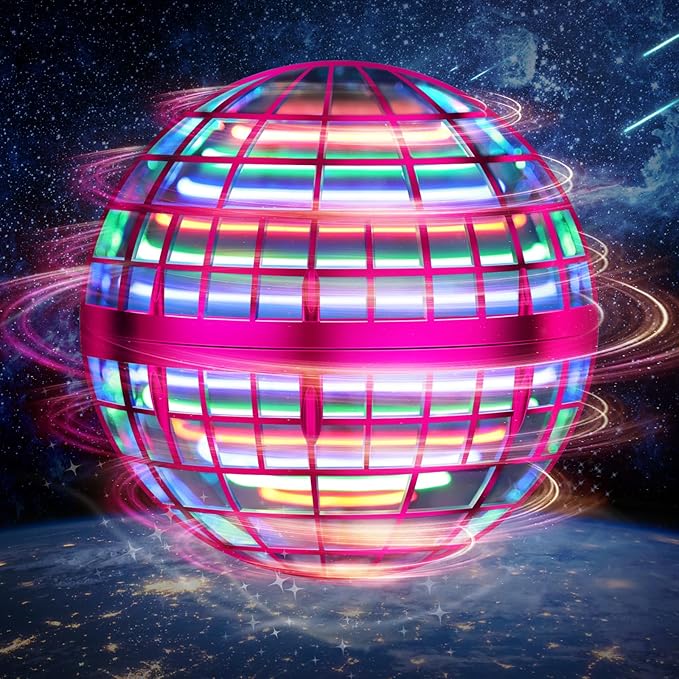 LEMATRIX 2024 Flying Orb Ball Toy, Hover Ball Boomerang Fly Fidget Spinner, Cool Toys Gifts for 6 7 8 9 10 11 12+ Years Old boy Girls Teens, Hand Mini Drone Cosmic Globe, Indoor Outdoor Toys (Pink)