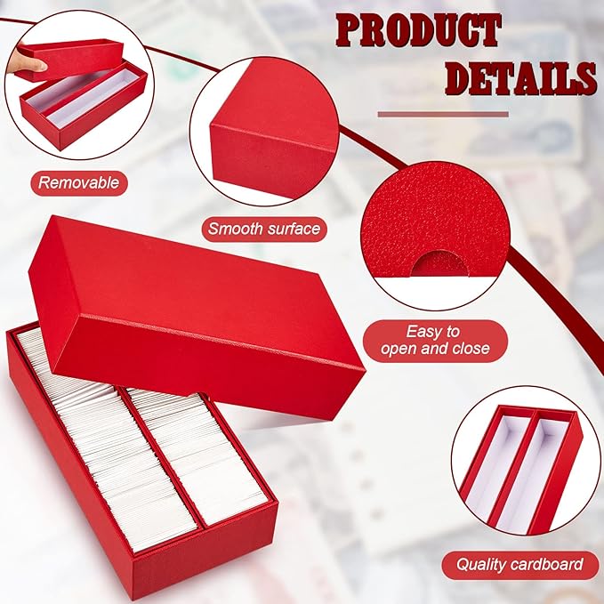 Henoyso 1 Pc Double Row Coin Box Holders for Collectors Storage Supplies Collecting Coin Cases, 9 x 2 x 2 Inch About Half Box Cases (Red)