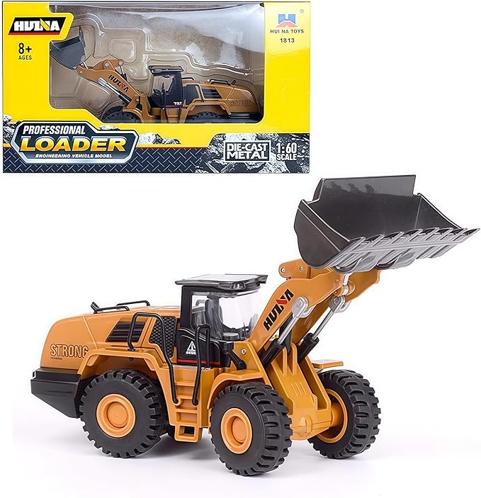 Gemini&Genius Wheeled Loader Heavy Duty Construction Site Vehicle Toys 1:60 Scale Diecast Bulldozer Engineering Shovel Dump Truck Collectible Alloy Model Toys for Kids and Decoration for House