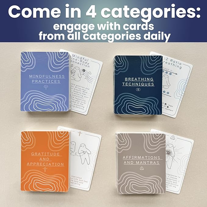 QUOKKA Meditation Cards - 120 Cards for Adults - Anxiety Relief Items Affirmation Cards for Mental Health - Calming Self Care for Women - Perfect Mindfulness Gift for Adult