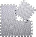 Coolcandy EVA Foam Play Mat, 16 Tiles Colorful Baby Play Mat, Square Kids Playmat with Solid Colored, 0.4" Thickened Interlocking Foam Floor Tiles, Puzzle Play Mat for Baby Exercise, Playing (Gray)