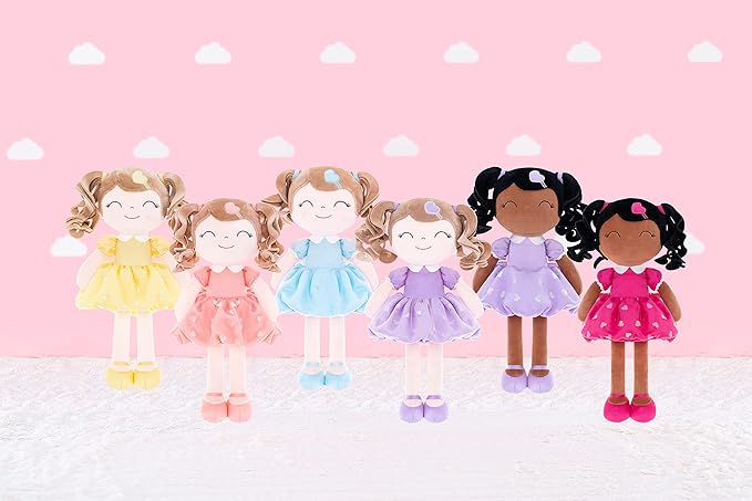 Gloveleya Personalized Curly Doll with Your Name - Cute Custom Tanned Purple Soft Plush Doll for Girls Plush Doll Customized Gifts