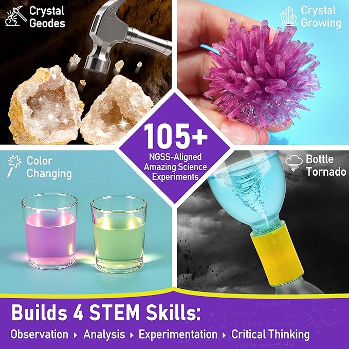 BenBen Science Kits for Kids Age 8-12, 105 Experiments Educational Toy, STEM Toys for 6 7 8 Year Old Boys Girls Christmas Birthday Gift, Science Kits for Kids Age 5-7, Chemistry Set for Homeschooling