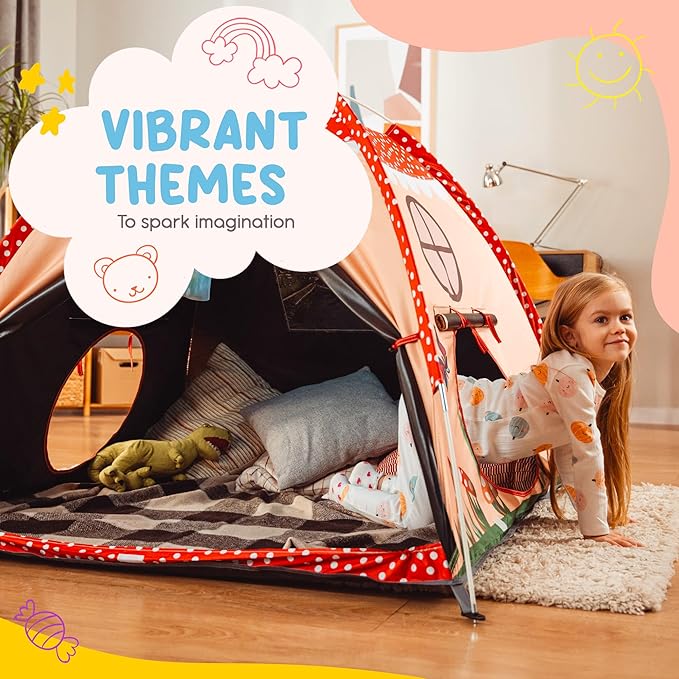 Blackout Sensory Tent for Kids with Autism - 51"x 51"x 40" Calming Corner, Easy to Assemble & Durable with Clear Phone Pocket and Mesh Storage – Ideal for SPD, ADHD & Autistic Children Mushroom Tent