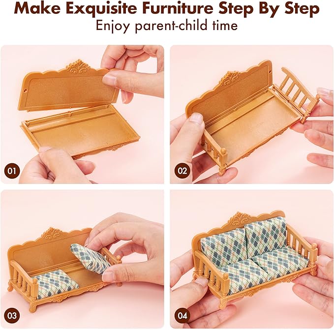ROBUD Wooden Dollhouse for Kids Girls, Pretend Play Toy Gift for 3 4 5 6 Years Old Girls Boys