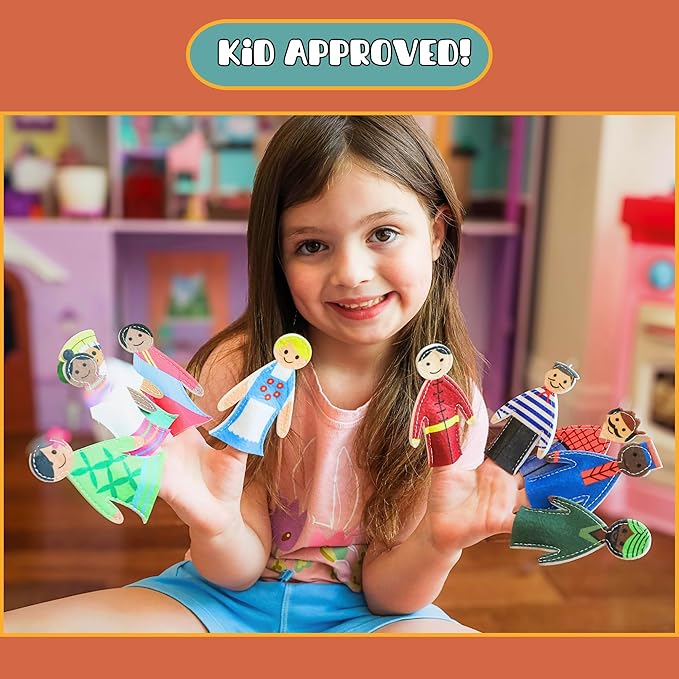 Finger Puppets for Toddlers (Set of 10) - People of The World Educational Toys for Kids w/Felt Envelope - Toddler Finger Puppets for Fun, Cultural Exploration - Gift for Kids