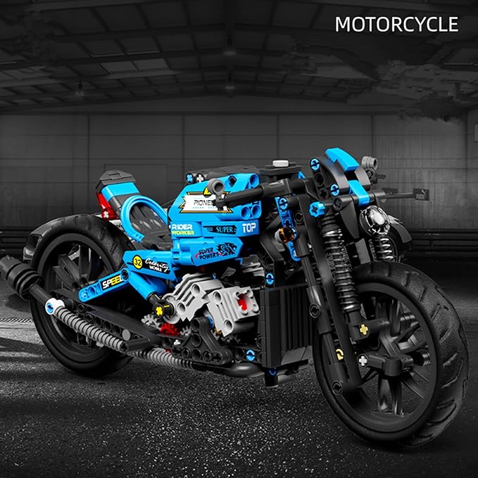 Techno-Mechanical Motorcycle Building Blocks Set, STEM Education Learning Toys, Creative DIY Racing Blocks, Collectible Models, Surprise Gift for Children 8-14 Years Old 469 Pcs