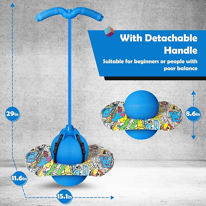 BoterLun Pogo Jumper with Handle, Pogo Ball Pogo Stick with an Air Pump,Trick Board Balance Board for Kids Ages 6 & Up and Adults,