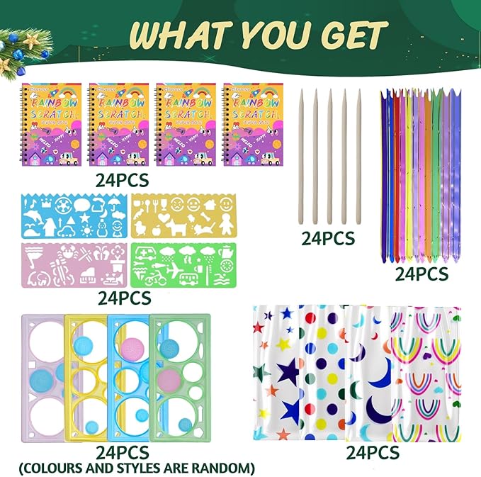 24 Pack Scratch Art Paper Rainbow Sets Scratch Off Art Notebook Crafts Easter Gifts Magic Scratch Off Set Crafts Supplies Games Easter Christmas M