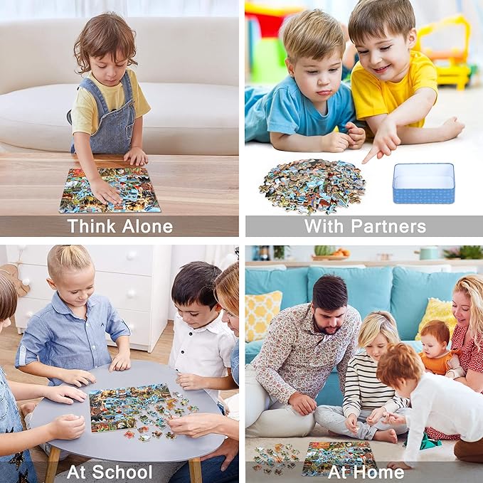 LELEMON Puzzles for Kids Ages 4-6,National Parks Map 100 Piece Puzzles for Kids Ages 4-8 in a Metal Box,Educational Jigsaw Puzzles 100 Piece Puzzle Games Puzzle Toys for Girls and Boys