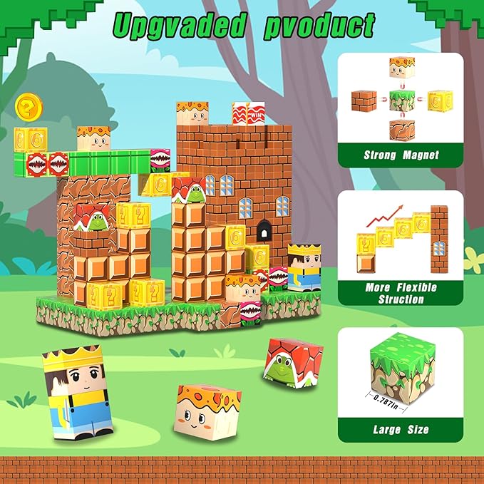150PCS Magnetic Blocks STEM Toys for Kids, Magnetic Building Tiles Educational Construction Set with Storage Bag, Strong Magnets, Compatible with Major Brands, Gift for Ages 3 4 5 6 7 8+ Year Old