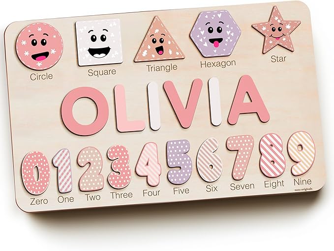 Puzzles for Toddlers Boy and Girl, Personalized Name Puzzle, Toy, Gifts for 0 1 2 3 Years Old, Babies Gifts, Baby Shower, Christmas, New Baby, 0 3 6 9 12 24 Months-TSCA,CPC Certified