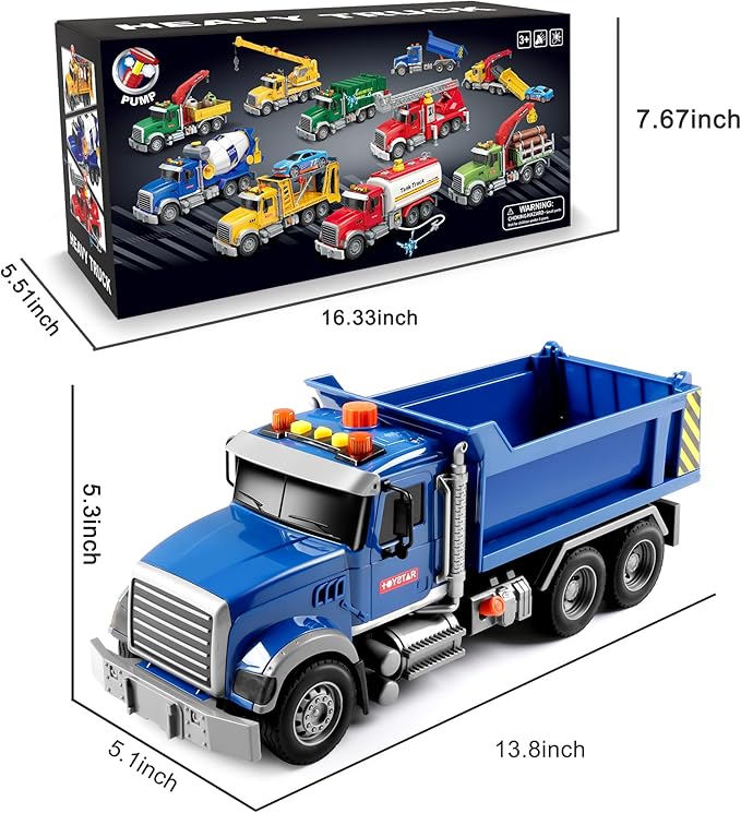 Dwi Dowellin Toddler Trucks Toys for Boys Age 3-5,Big Dump Truck with Lights and Sounds,Kids Boy Toys Christmas Birthday Gift Car