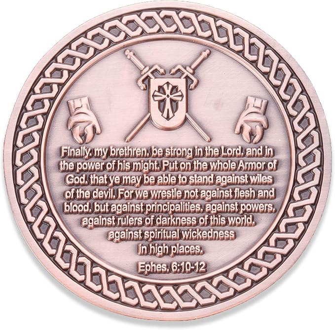 Armor of God Challenge Coin - Antique Copper - Collector's Medallion - Military Coins Designed by US Military Veterans (Pack of 2)