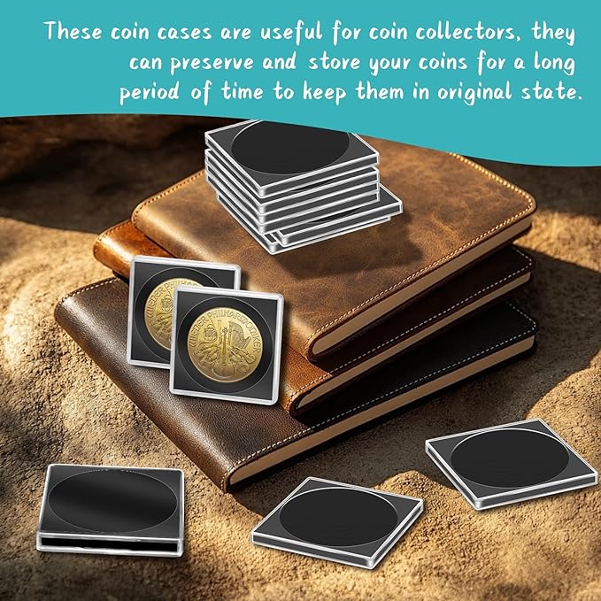 40 Pcs Adjustable Acrylic Coin Collection Cases with Sponges, Coin Snap Holder, Silver Dollar Protection Cases for Collectors, Coin Dollar Collection Supplies for Small to Medium Coins (16mm-36mm)