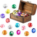 Diving Gem Pool Toy 15 Big Colorful Diamond Set with Big Treasure Chest Pirate Box Underwater Gem Diving Dive Throw Toy Set Swimming Training Gift Toy