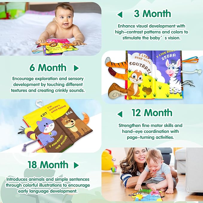 Richgv Baby Toys 0-6 Months, Crinkle Books for Babies 2PCS Infant Tummy Time Toy 6 to 12 Months Touch Feel Book Gifts for Boy Girl 0-3 Month Christmas Stocking Stuffer