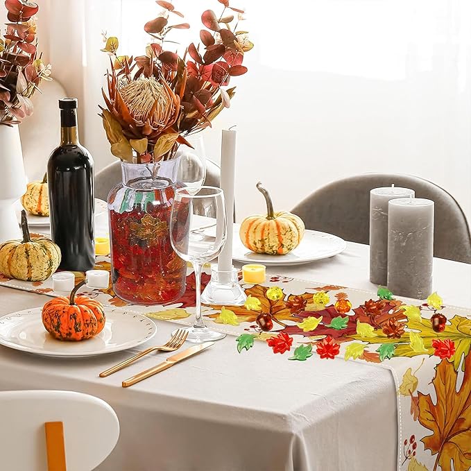 120pcs Fall Acrylic Sensory Bin Filler, Thanksgiving Vase Filler Mini Acrylic Pumpkins Leaves Acorns Gems for Decor Home, Table Centerpieces, Preschool Counting and Thanksgiving Craft