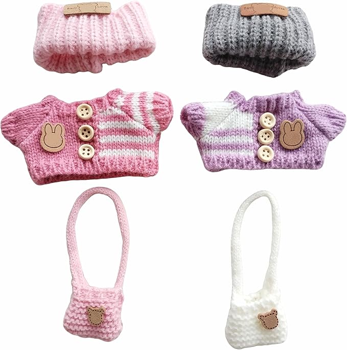 15cm & 17cm Doll Clothes Outfits Set - Premium Dress Up Bundle with Exquisite Accessories | Soft Fabric Fashion Doll Costume for 15-17cm Dolls (2set Pink+Purple)