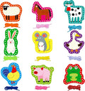 9 Pieces Kids Lacing Cards, Double Sided Sewing Cards in 9 Farm Themed Cards with 9 Colorful Laces, Imagination Development Lacing Toys Games for Children Educational and Learning Activity