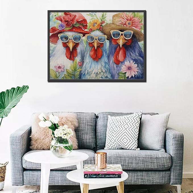Tucocoo Roosters Jigsaw Puzzles for Adults 1000 Pieces, Animals Tropical Flowers Artwork Jigsaw Puzzle 27 x 20 Inches Colorful DIY Puzzles for Home Decoration, Family Puzzle Perfect for Game Nights