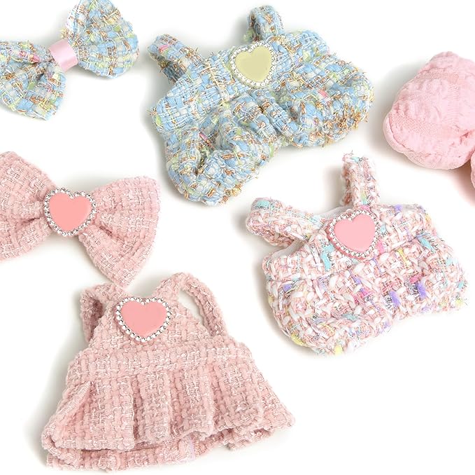 Premium Doll Clothes for Labubu - Luxury Chic Style Set for 17cm Dolls, Doll Outfit for Display, Collectors, Gift - Cute Miniature Fashion Accessories - Pink Heart (No Dolls)