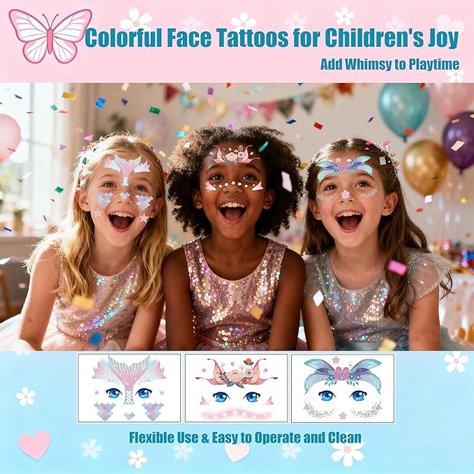 GO2HEJING Charm Bracelet Making Kit for Girls, Jewelry Making Kit for Girls 8-12, Ear Cuff/Necklace Craft Kit, Cute Face Temporary Tattoos for Kids, Mermaid Toys for Teenage Birthday Gift (Ocean)