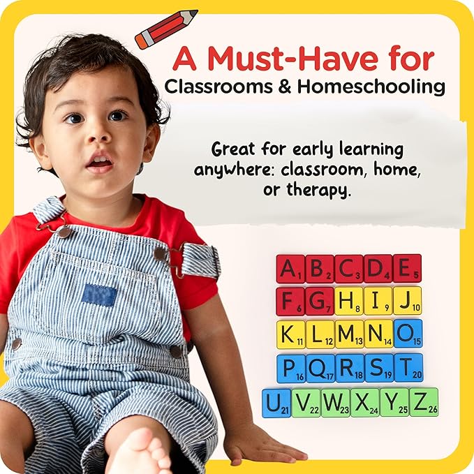 Learn Your Alphabet! Self-Correcting Magnetic Alphabets, Uppercase Letters – Help Kids Learn The Basics and More – Educational Toy Set of Magnetic Letters for Early Learning