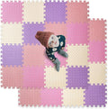 16-Tile Soft & Safe EVA Foam Play Mat for Baby - Square, Solid Colored Kids Puzzle Floor Mat, 47x47 - Purple/Pink/Loli Pink/Beige