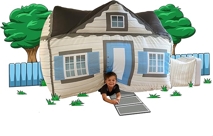 The Original Patented AirFort - Build A Fort in 30 Seconds, Inflatable Fort for Kids, Play Tent for 3-14 Years, A Playhouse Where Imagination Runs Wild, Fan not Included (Cottage)