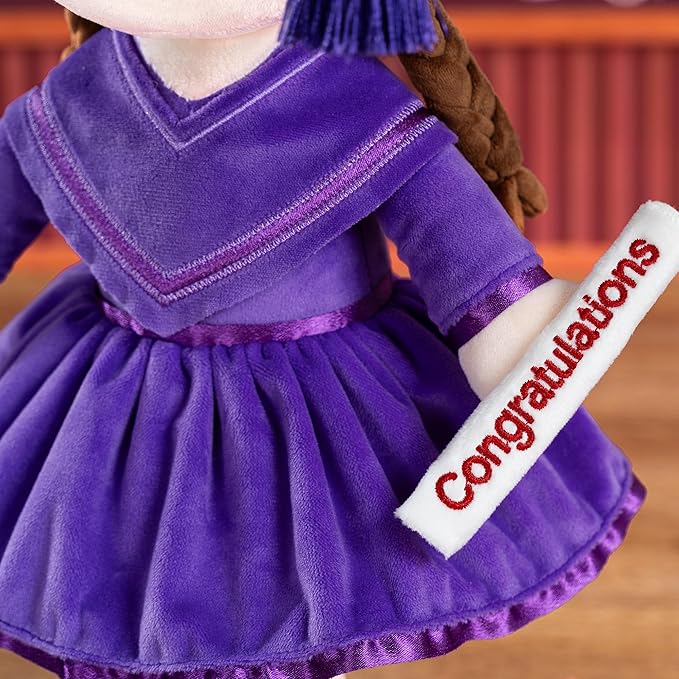 Gloveleya Baby Girl Gifts Graduation Plush Girls Dolls Congratulation Gift for Kindergarten Dark Purple 16 inch